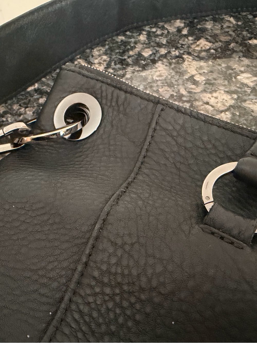 Hammitt Black Pebbled Soft Leather Shoulder/Crossbody large bag. Gunmetal rivets
